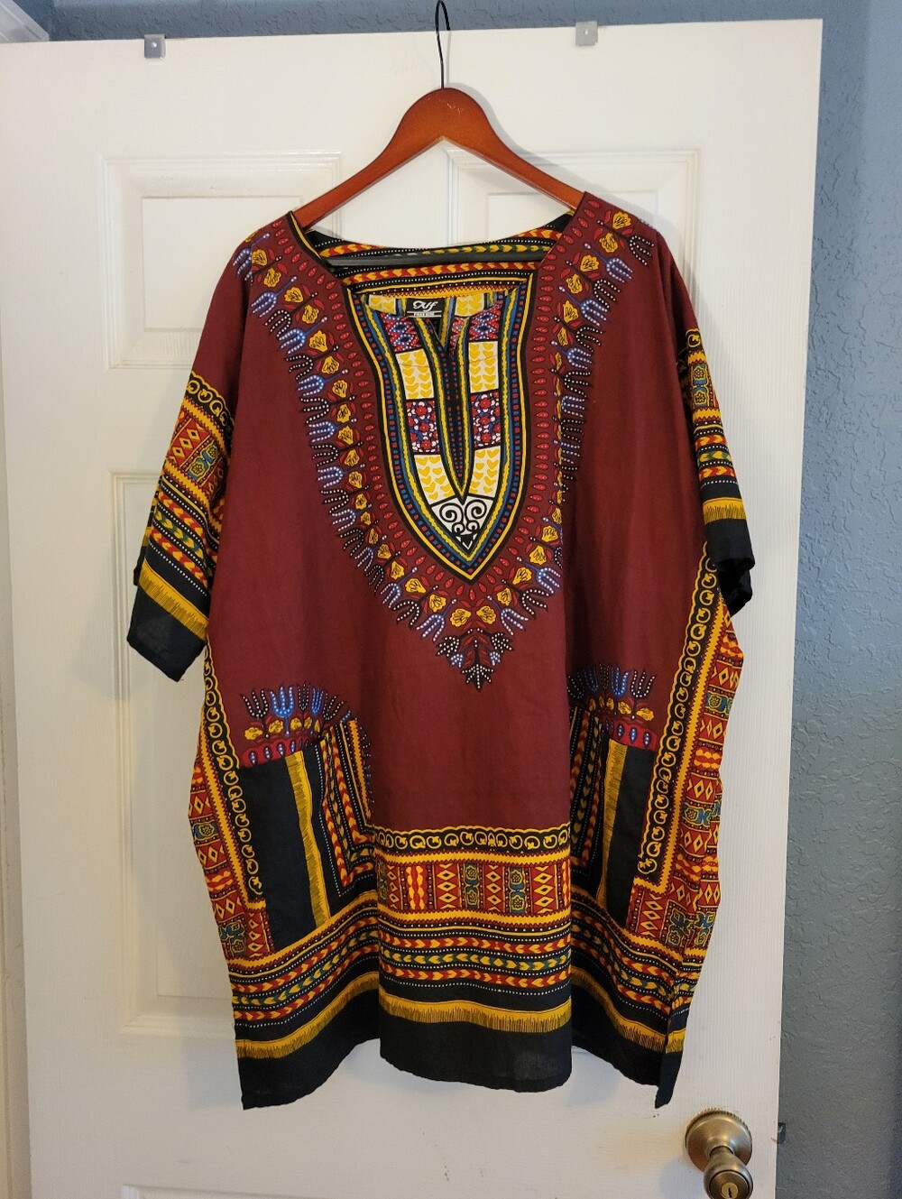 Unisex NF African Print Tunic Top Free Size Red, Black, YellowBlue Dashiki Shirt